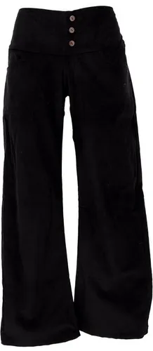 Guru-Shop Relaxhose Cordhose - Ethno Style in Schwarz, Größe M - Bequeme Cordhose mit leicht ausgestelltem Bein aus 100% Baumwolle. Ideal für entspannte Tage und vielseitig kombinierbar. Perfekt für den alternativen Stil.