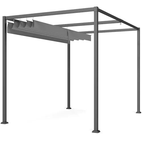 Outsunny Pergola 3x2m - Freistehender Gartenpavillon mit verstellbarem Dach - Eleganter Pavillon für Terrasse und Garten, aus rostfreiem Metall mit UV- und wasserbeständigem Dach, ideal für individuellen Sonnenschutz.