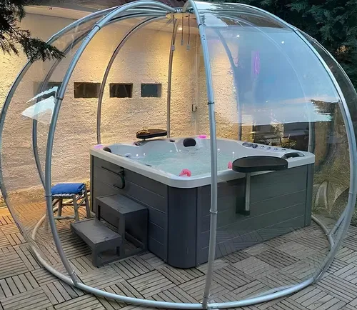 Whirlpool Whirlwanne Garten Bad Thermoholz 200x200 cm - Quadratisches Outdoor-Erholungsbecken mit 1000 L Fassungsvermögen. Ideal für entspannende Stunden im Freien. Hergestellt aus robustem Acryl, mit 2 Jahren Herstellergarantie.
