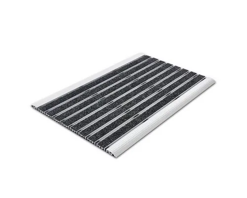 Floordirekt Fußmatte Alu-Türmatte Elegant Mat - Robuste Fußmatte aus Aluminium und Grobfaser-Rips, witterungs- und UV-beständig, perfekt für den Außenbereich und pflegeleicht.
