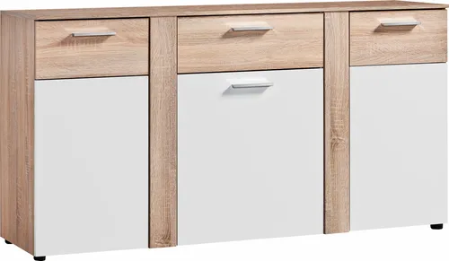 Kommode PROCONTOUR "Trenti BESTSELLER", Eichefarben-Weiß, 155 cm - Kommode, ideal für kleine Räume, mit variabel verstellbaren Einlegeböden und viel Stauraum in hochwertiger Verarbeitung.