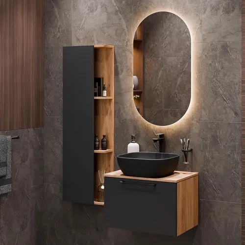 Planetmöbel Badmöbel-Set Astra - Badmöbel-Set im modernen Design, bestehend aus Waschtischunterschrank und Seitenschrank, pflegeleicht und ideal für stilvolle Badezimmer.