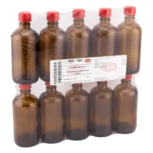 Tropfflasche 100 ml mit Einsatz + Verschluß braun Flaschen 10 St