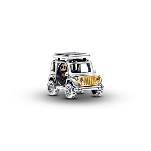 PANDORA Moments Bicolor Abenteuerauto Charm - Armbänder für Damen, detailverliebt gestaltet mit vergoldeten Akzenten und Zirkonia, perfekt für Roadtrip-Liebhaber und Abenteuerfreunde.