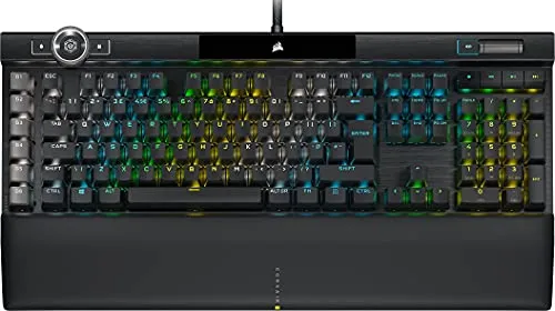 Corsair K100 RGB Optical-Mechanical Gaming Keyboard (CORSAIR OPX Optical Keyswitches: Hyper-Fast & Linear, Per-Key Backlighting, Leatherette Palm Rest, Elgato