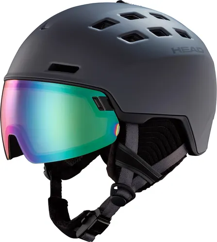 HEAD Radar Photo Helm 2024 Anthracite, M/L - Skihelme, ideal für Herren mit integriertem Visier für optimalen Schutz und klare Sicht bei jedem Wetter.