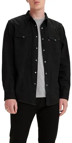 Levi's Herren Barstow Western Hemd - Marble Black Denim Rinse, XL - Klassisches Herrenhemd im Western-Stil aus Denim, mit geschwungenem Saum und Brusttaschen. Teil der Better Cotton Initiative für nachhaltigen Baumwollanbau.