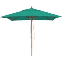 Gastronomie Holz-Sonnenschirm MCW-C57 - 3x3m eckig - Sonnenschirm aus Polyester und Holz, stoßsicher mit Handseilzug. Ideal für Gastronomie und Garten, bietet zuverlässigen Schatten und ist seit 2013 mit dem Mittelstandspreis für soziale Verantwortung ausgezeichnet.
