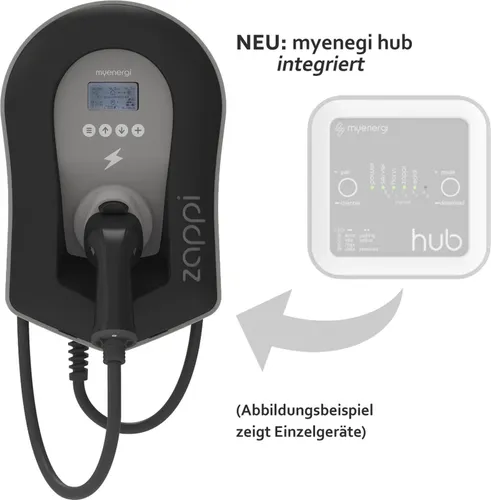 MYENERGI ZAPPI-2H22TB-T Wallbox mit HUB - Wallbox für Elektrofahrzeuge, ausgestattet mit einem intelligenten HUB zur optimalen Ladeverwaltung und Energieeinsparung.