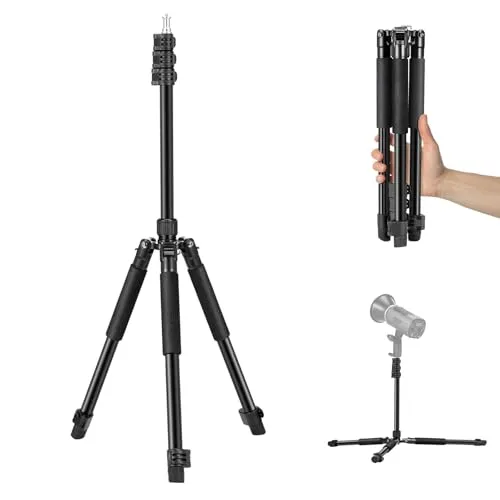 NEEWER Fotografie Lichtstativ, 47–195cm (1,5–6,4 ft) Aluminium-Stativ mit umkehrbarer Studiobeleuchtung, Smartphone Videostativ mit 1/4" Schraube für Blitzlichtkamera Softbox, 2kg Tragkraft, ST195