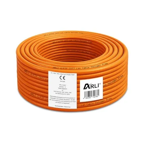ARLI Cat7 Verlegekabel 100 m S/FTP - Netzwerkkabel für feste Verlegung, unterstützt bis zu 10 Gbit/s, ideal für professionelle Installationen und abwärtskompatibel mit Cat5 bis Cat6a.