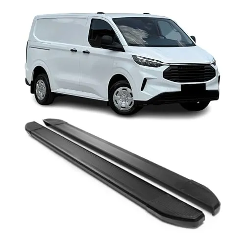 OMAC Trittbretter Seitenschweller für Ford Tourneo Custom 2023-2025 L1 Schwarz Alu - Hochwertige Trittbretter für den Ford Tourneo Custom, bieten einfachen Zugang und schützen die Karosserie. Ideal für den täglichen Einsatz.