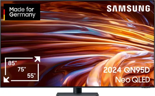 Samsung GQ75QN95DATXZG AI Neo QLED TV - Schwarz - Fernseher mit Neural Quantum 4K AI Gen2 Prozessor für beeindruckende Bildqualität in nahezu 4K und Quantum-Matrix-Technologie für lebendige Kontraste. Genieße vielfältiges TV-Entertainment mit Samsung Tizen OS.
