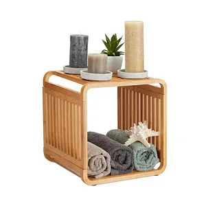Bambus Regal Multifunktionsregal - Quadratisch und Modern - Regal aus hochwertigem Bambus, ideal für Badezimmer und andere Räume. Mit 3 Regalfächern und modernem Design bietet es praktische Aufbewahrungslösungen.