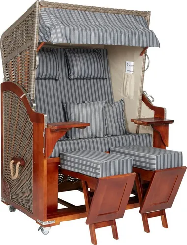 Webavita Strandkorb Beach Chair Karibik Anthrazit - Terrassen Sitzmöbel mit Halblieger-Funktion für maximalen Komfort und entspannte Stunden im Garten, inklusive Schutzhülle und vielseitigem Zubehör.
