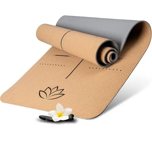 Wellax Gymnastikmatte Kork - Rutschfest & Latexfrei, 183 x 61 x 0,6cm - Sportmatte aus Kork, ideal für Yoga und Pilates. Rutschfest, wasserabweisend und mit guter Dämpfung für gelenkschonende Übungen.
