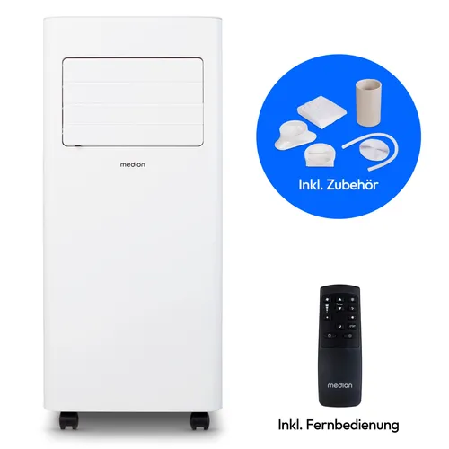 Medion Mobile Klimaanlage E701 (Md37730) – Energieeffizient und vielseitig - Klimaanlage für Räume bis zu 25 m² mit Kühl-, Entfeuchtungs- und Ventilationsfunktion sowie praktischer Timer-Funktion.