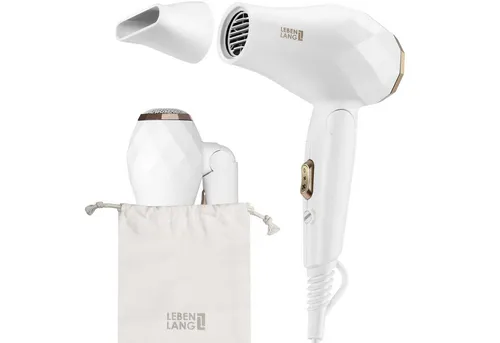 Lebenlang Reisehaartrockner klappbar - 1000 W, duale Spannung, inkl. Reisetasche und Stylingdüse, leicht und ideal für Reisen