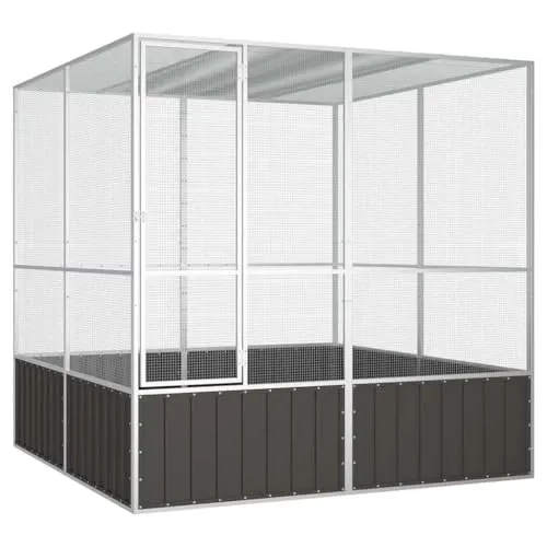 vidaXL Vogelkäfig Anthrazit 213,5x217,5x211,5cm aus verzinktem Stahl - Vogelkäfige für ein sicheres Spielparadies! Robuste Konstruktion aus verzinktem Stahl, gute Belüftung und zusätzliche Sicherheit durch Schwenktür mit Verschlusssystem.