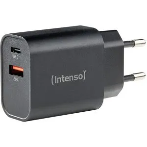 Intenso USB-Ladegerät Power Adapter W30AC, 30 Watt, 1x USB-C und 1x USB-A, 2 Ports, Schnellladegerät