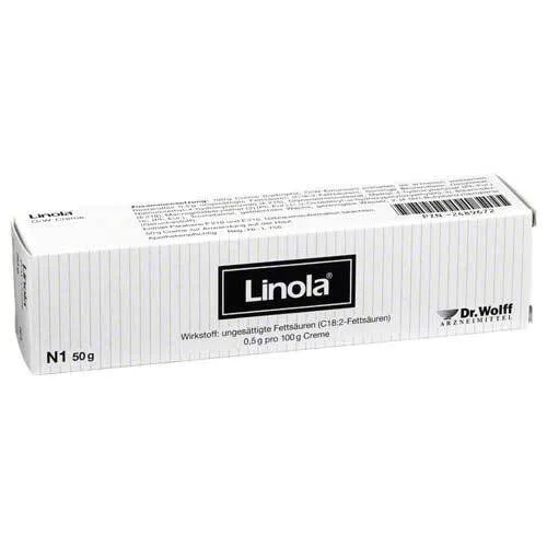 Linola 50 G - Medizinische Körperpflege für die symptomatische Behandlung leichter Kontaktekzeme, enthält ungesättigte Fettsäuren zur Unterstützung der Hautregeneration.