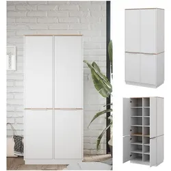 Vicco Schrank Betti 82 x 179 cm, Weiß Sonoma, 4-türig - Büroschrank mit 4 Flügeltüren, bietet großzügigen Stauraum für Büro oder Homeoffice und überzeugt durch sein modernes Design in Weiß Sonoma.