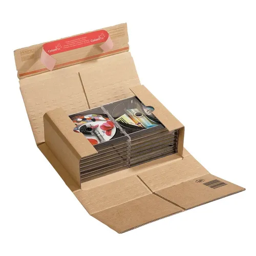 ColomPac Buchverpackungen 30,0 x 21,0 x 10,0 cm - 20 Stück, stabiler Versandkarton mit variablem Packhöhe und umweltfreundlicher Wellpappe
