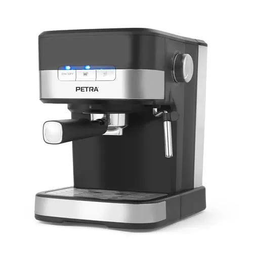 Petra Kaffeemaschine Barista Pro 1,5L - Siebträgermaschine mit 15 Bar Druckpumpe, ideal für perfekten Espresso und cremigen Milchschaum dank integriertem Milchaufschäumer. Perfekt für Kaffeeliebhaber!