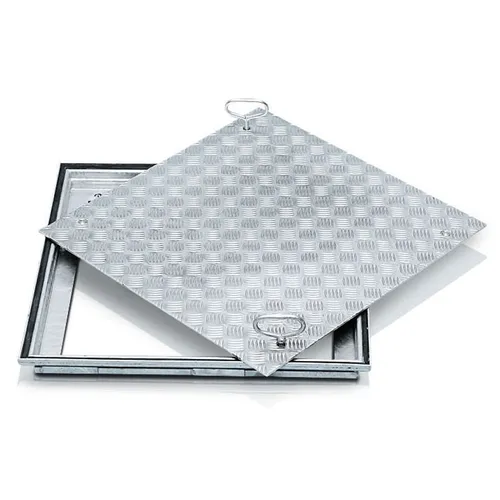 ZARGES Schachtabdeckung Stahl verzinkt 1000 x 1000 mm - Einzelteile für Schacht- & Steigleitern, begehbare Schachtabdeckung nach DIN EN 124, leicht zu öffnen und geruchs- sowie tagwasserdicht, Prüfkraft bis 1.5t.