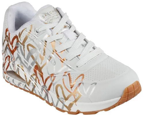 Skechers Damen UNO-METALLIC Love Sneakers, Weiß, 39 EU - Damen-Sneaker mit stylish metallic Akzenten, ideal für einen trendigen Look und maximalen Komfort.