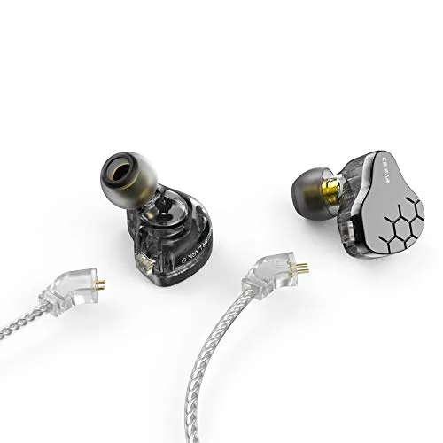 keephifi KBEAR Lark IEM Kopfhörer In-Ear-Monitor für klaren Sound, 1BA+1DD IEM mit 2-poligem abnehmbarem Kabel-Headset, HiFi-Bass Ohrhörer für Musiker, Sänger, Audiophile (grau, mit mikro)