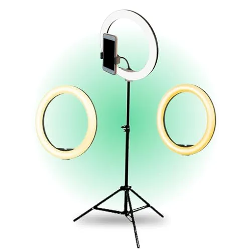 TronicXL 210cm Stativ + XXL Ringlicht - Lichter für Selfies mit dem Mobiltelefon, perfektes Set für professionelle Videos und Fotos mit 120 hellen LEDs und flexibler Smartphone Halterung.