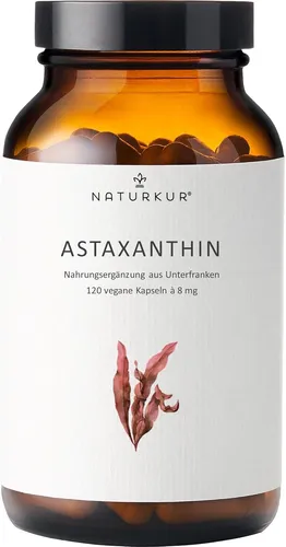 Astaxanthin 32 mg - 120 Vegane Kapseln im Apothekerglas - Nahrungsergänzungsmittel mit 32 mg Astaxanthin pro Kapsel, gluten- und laktosefrei, ideal für eine antioxidative Unterstützung.