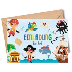 MeinBaby123® Einladungskarten Kindergeburtstag inkl. 10 Umschläge, Kindergeburtstag Jungs und Mädchen, Geburtstagseinladungen Kinder blau