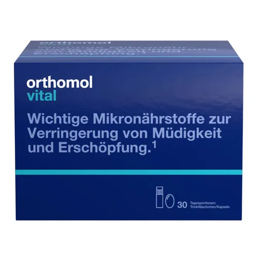 Orthomol Vital Kombipack Trinkfläschchen und Kapseln - Nahrungsergänzungsmittel im praktischen Kombipack für eine einfache Einnahme. Enthält wertvolle Inhaltsstoffe zur Unterstützung des täglichen Wohlbefindens.