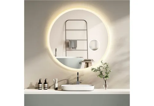 HOKO Badspiegel mit Beleuchtung rund 80cm - LED Lichtwechsel - Badspiegel mit Touch-Schalter und Memory-Funktion, bietet wechselbare Lichtfarben (Warmweiß, Kaltweiß, Neutral) für perfektes Licht im Badezimmer. IP44, 5mm HD Glas, ideal für modernes Design.