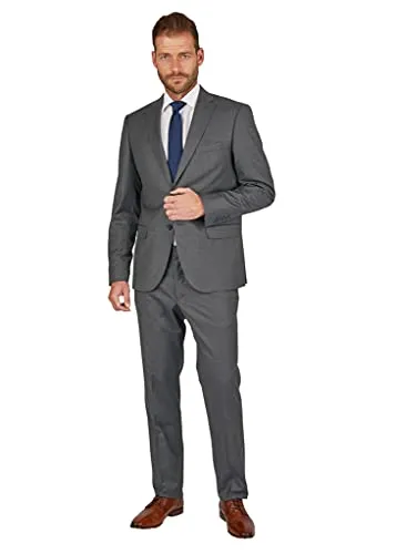 Steffen Klein Herren Anzug Wolle | Klassischer Business Anzug in Grau | Größe 54 - Eleganter Herren Anzug aus 62% Polyester für unvergleichlichen Komfort und optimale Bewegungsfreiheit. Perfekt für geschäftliche Anlässe und formelle Events.