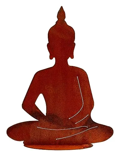 Manufaktur Lichtbogen Rost Gartenfigur Buddha sitzend 44,5 cm