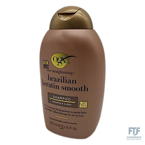 OGX Brazilian Keratin Smooth Shampoo 385 ml - Glättendes Haarshampoo mit Keratin für geschmeidiges Haar. Ideal für die tägliche Pflege und zur Unterstützung einer gesunden Haarstruktur. Genießen Sie glänzendes, gepflegtes Haar! Kategorie: Shampoo & Spülung
