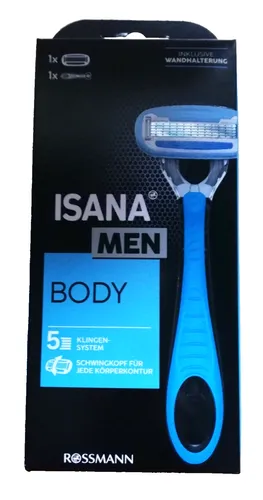 ISANA MEN Bodyrasierer – Schwarz/Blau - Herrenrasierer mit 1 Scherkopf für eine gründliche Rasur. Kompakt und leicht, ideal für die tägliche Körperpflege. Perfekt für einen frischen Look.
