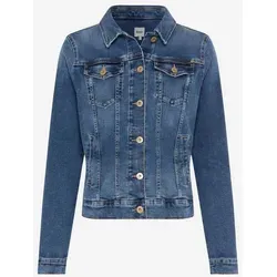 Jeansjacke BRAX "Style MIAMI", Damen, Gr. 42, blau - Funktionsjacke mit leicht taillierter Silhouette, aus robustem Denim-Mix für perfekten Tragekomfort und Bewegungsfreiheit – ideal für urbane Looks und sommerliche Ausflüge.