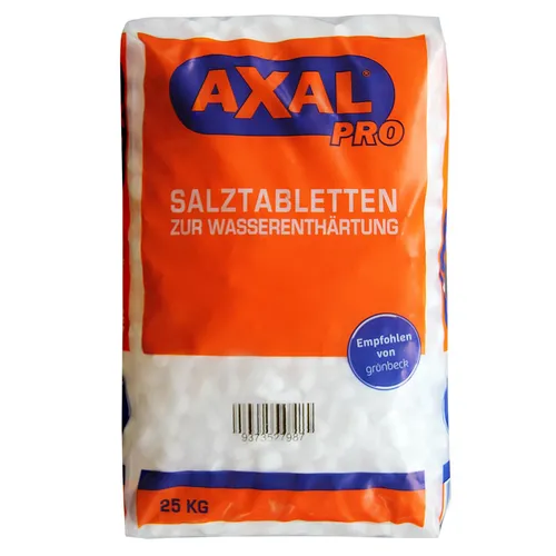 AXAL PRO 25kg Salztabletten - Regeneriersalz für Wasserenthärtung - Wasseraufbereitung: Hochreine Salztabletten für effiziente Wasserenthärtung, reduzieren Kalkablagerungen und verlängern die Lebensdauer Ihrer Geräte.