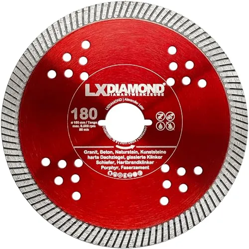 LXDIAMOND Diamant-Trennscheibe 180mm - kompatibel mit Lamello Tanga DX200 Fensterfräse Montagefräse - Diamantscheibe für Beton Mauerwerk Ziegel Stein Hartgestein - 180 mm in Premium Qualität