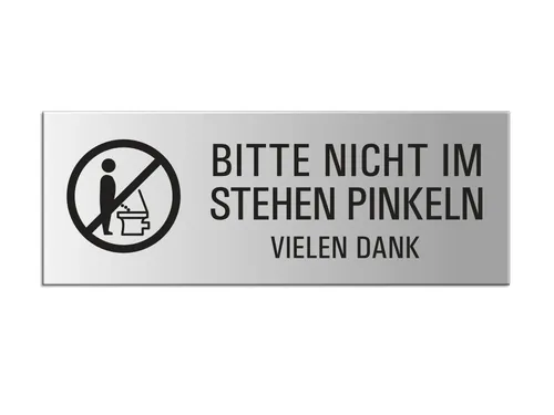 OFFORM DESIGN Hinweisschild Bitte nicht im Stehen pinkeln Aluminium silber-matt 175x65 mm, (1 St)