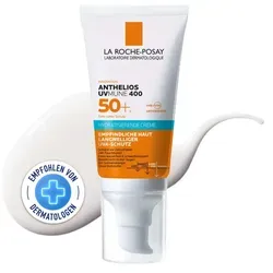 Anthelios Hydratisierende Creme UVMune 400 LSF 50+ - Sonnenpflege mit sehr hohem UVA- & UVB-Schutz, ideal für empfindliche Haut. Spendet 24h Feuchtigkeit, ist ultra-resistent gegen Wasser und Schweiß und enthält keinen Duftstoff.