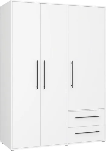 FORTE Drehtürenschrank Mokkaris – Viel Stauraum mit zeitlosem Design - Drehtürenschrank in Weiß, wahlweise mit 3 oder 4 Türen. Ideal für Ordnung und Platzersparnis, hergestellt in Europa und PEFC-zertifiziert.