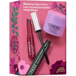 Clinique Makeup Bag MVP's Set 3-teilig – Essentials für die Beauty-Routine - Entdecken Sie das Clinique Makeup Bag MVP's Set: Dieses 3-teilige Set umfasst eine voluminöse Mascara, einen natürlichen Lippenstift und einen sanften Reinigungsbalsam – perfekt für Ihre tägliche Pflege.