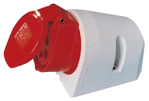 CEE-DOSE 3-16 - CEE-Steckdose 400V 16A rot - Praktische CEE-Steckdose für die Aufputzmontage, 400V und 16A, in auffälligem Rot. Ideal für zuverlässige Stromversorgung im Außenbereich mit IP44 Schutz.