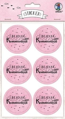 BASTELMATERIAL DEKO-STICKER EINLADUNG KOMMUNION ROSA BASTELN