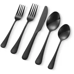 VEVOR 30 tlg. Besteckset - Elegantes Schwarz - Hochwertiges Besteckset mit 30 Teilen in elegantem Schwarz, ideal für festliche Anlässe und den täglichen Gebrauch.